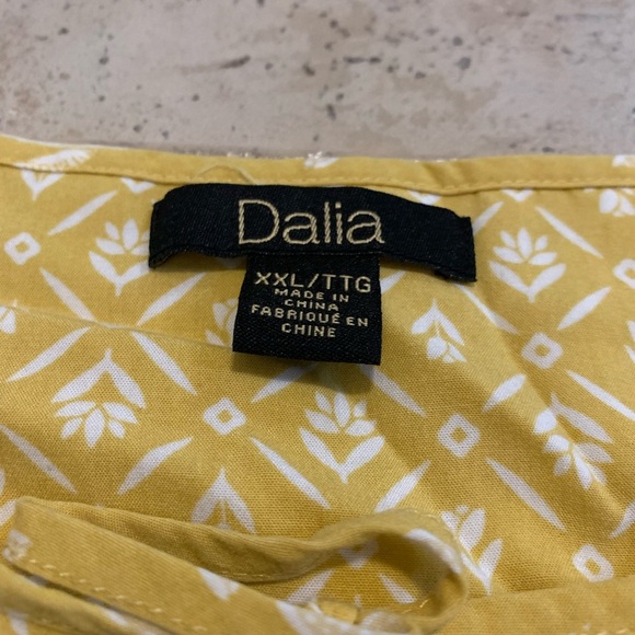 💜 Dalia Yellow Floral & Geometric Babydoll Top XXL - Picture 2 of 7